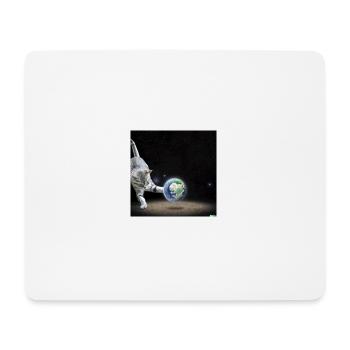 cat playing with earth in space - Mousepad (Querformat) - Weiß - Vorne