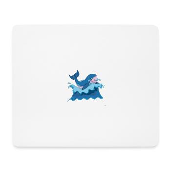 Süßer Wal auf Welle - Cartoon-Design - Mousepad (Querformat) - Weiß - Vorne