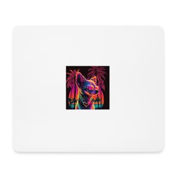 Neon dog with palm trees - Mouse Pad (horizontal) - white - Front