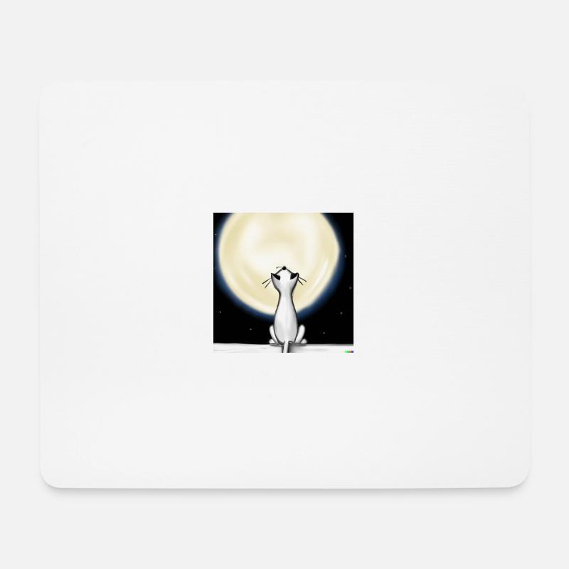 cat on moon - Mousepad (Querformat) - Weiß