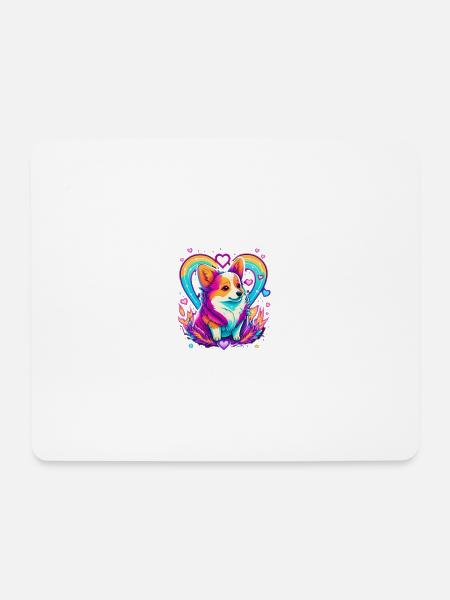Kawaii corgi neon love - Mouse Pad (horizontal) - white