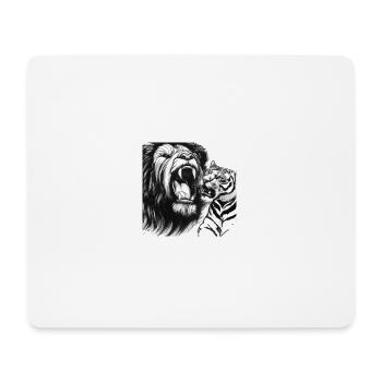 Löwe & Tiger - Mousepad (Querformat) - Weiß - Vorne