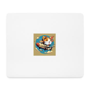 Cartoon fliegende Katze - Mousepad (Querformat) - Weiß - Vorne