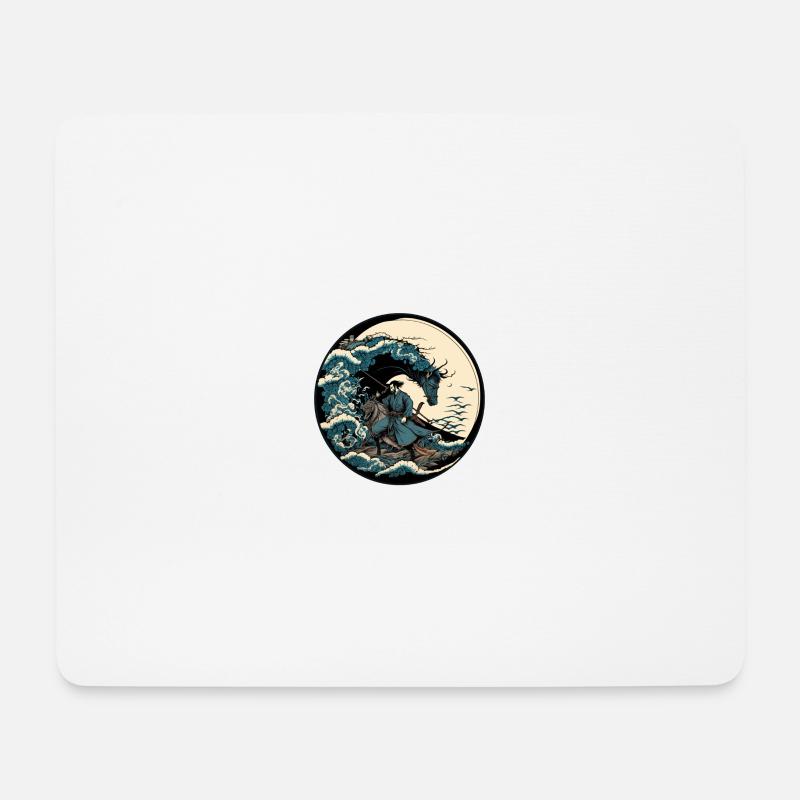 Nr. 6 : Japanische Kunst Samurai Kämpfer Ukiyo_e Stil - Mousepad (Querformat) - Weiß