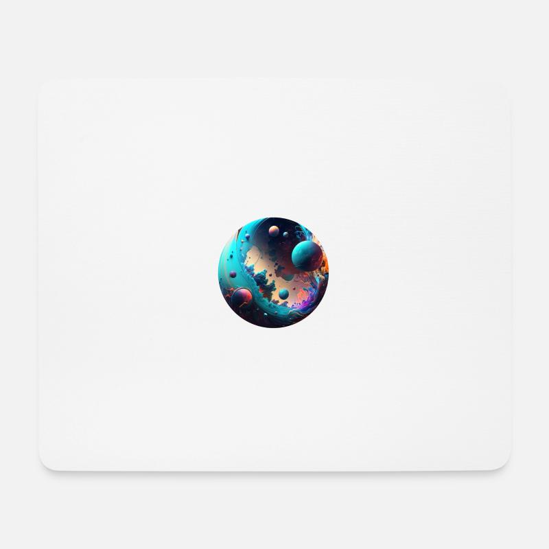 3D blaues Universum - Mousepad (Querformat) - Weiß