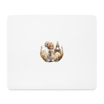 HÜBSCHES KLEINES MÄDCHEN AM EIFFELTURM - BLUMEN - Mousepad (Querformat) - Weiß - Vorne