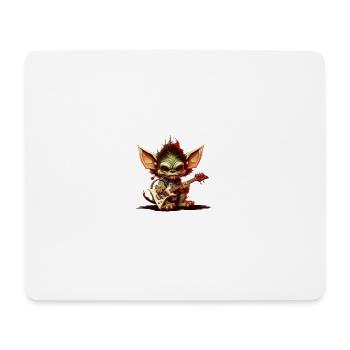 cute gremlins with rock guitar - Mouse Pad (horizontal) - white - Front