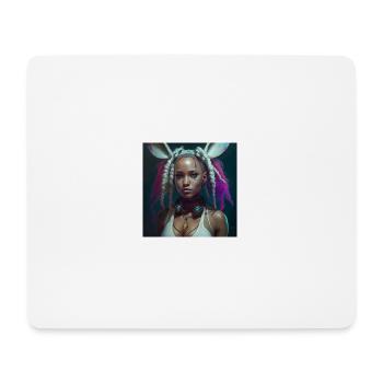 LAPIN BLANC OEUFS DE PAQUES blancs femmes NOIRES - Tapis de souris (format paysage) - blanc - Devant