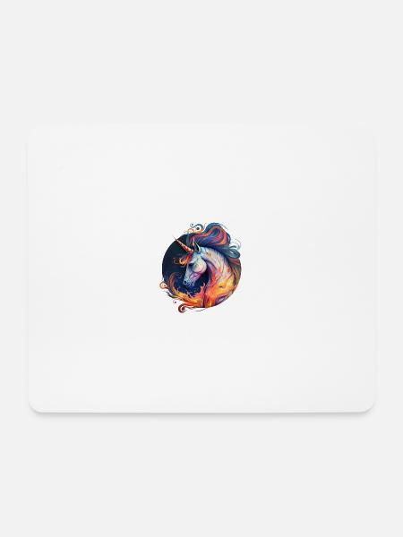 Einhorn-Feuer - Mousepad (Querformat) - Weiß