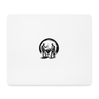 Männer am Grill - Mousepad (Querformat) - Weiß - Vorne