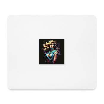Techno-Babe [Pixelkunst] - Mousepad (Querformat) - Weiß - Vorne