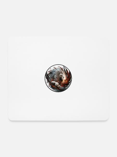 Feuerlöwe - Mousepad (Querformat) - Weiß