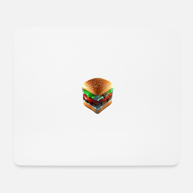 Hamburger Lover 3D Cube - Mousepad (Querformat) - Weiß