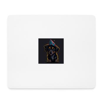 Chien avec chapeau d’anniversaire - Tapis de souris (format paysage) - blanc - Devant