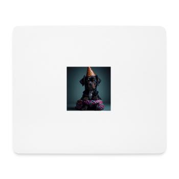 Chien avec chapeau d’anniversaire - Tapis de souris (format paysage) - blanc - Devant