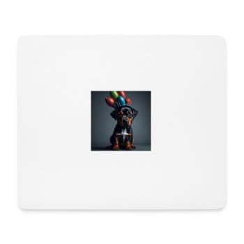Chien avec chapeau d’anniversaire - Tapis de souris (format paysage) - blanc - Devant