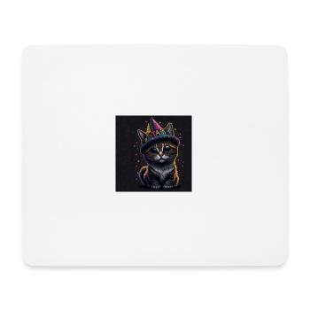 Chat avec chapeau d’anniversaire - Tapis de souris (format paysage) - blanc - Devant