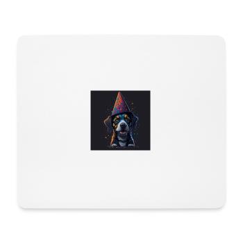 Chien avec chapeau d’anniversaire - Tapis de souris (format paysage) - blanc - Devant