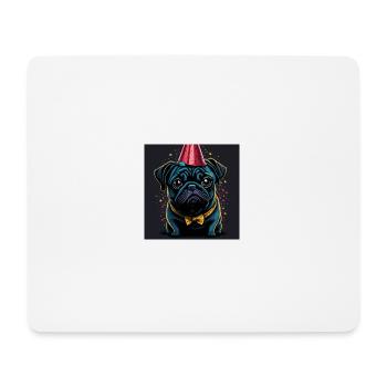 Chien avec chapeau d’anniversaire - Tapis de souris (format paysage) - blanc - Devant