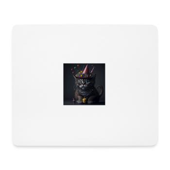Chat avec chapeau d’anniversaire - Tapis de souris (format paysage) - blanc - Devant