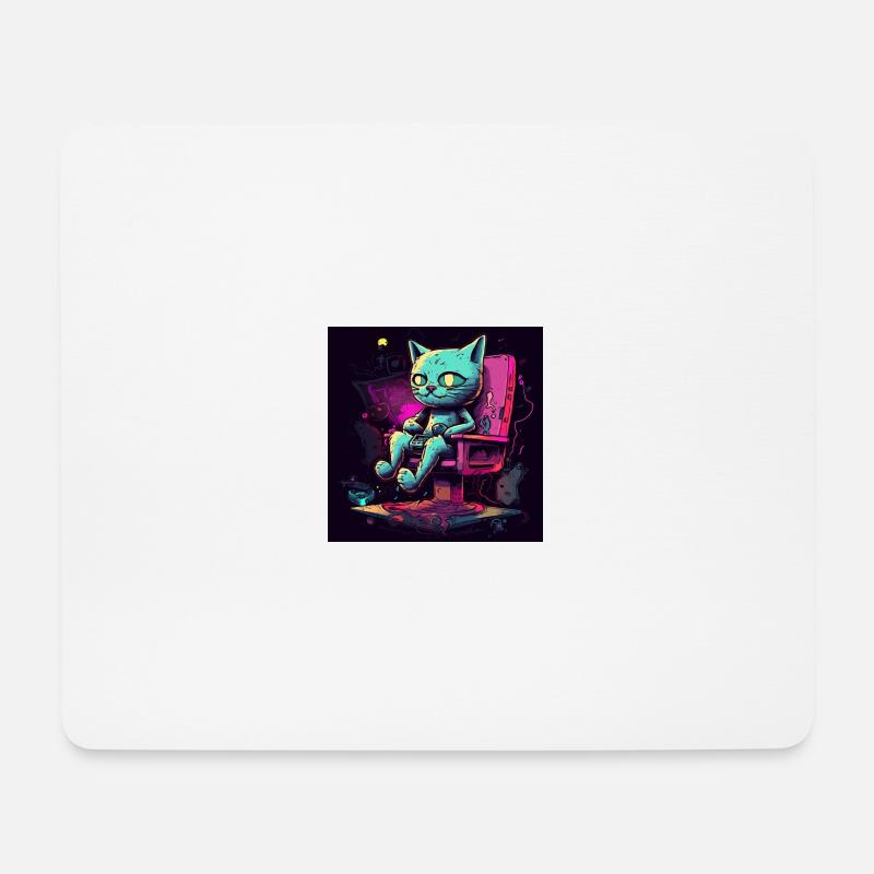 Pixel Paws: The Ultimate Gamer Cat - Mousepad (Querformat) - Weiß