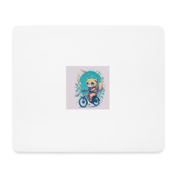 Katze auf Fahrrad - Mousepad (Querformat) - Weiß - Vorne