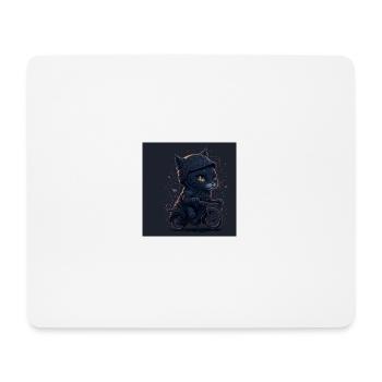 Katze auf Fahrrad - Mousepad (Querformat) - Weiß - Vorne