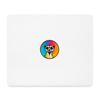 Aurora Borealis Delight: Bunte Erdmännchen-Karikatur - Mousepad (Querformat) - Weiß - Vorne