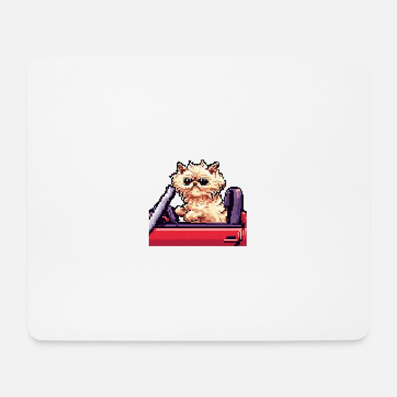 Perserkatze Negan beim Autofahren im Pixellook - Mousepad (Querformat) - Weiß