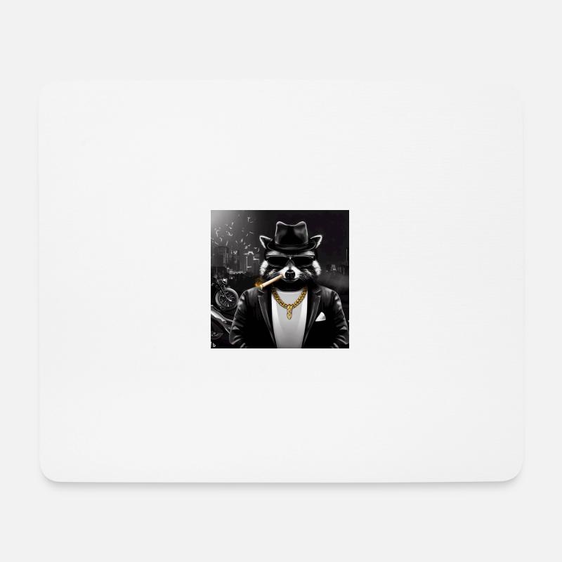 Gangster Waschbär - Mousepad (Querformat) - Weiß
