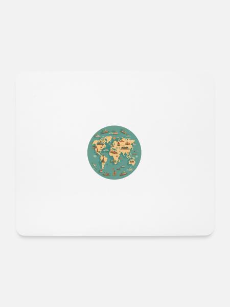 Weltkarte - Mousepad (Querformat) - Weiß