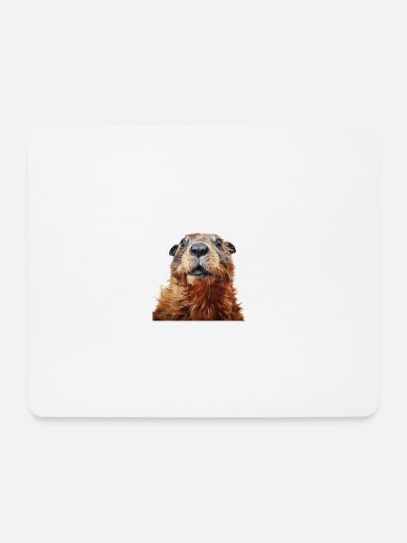 Murmeltier schaut erschreckt - Mousepad (Querformat) - Weiß