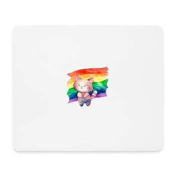 Katze mit LGBT-Flagge - Mousepad (Querformat) - Weiß - Vorne