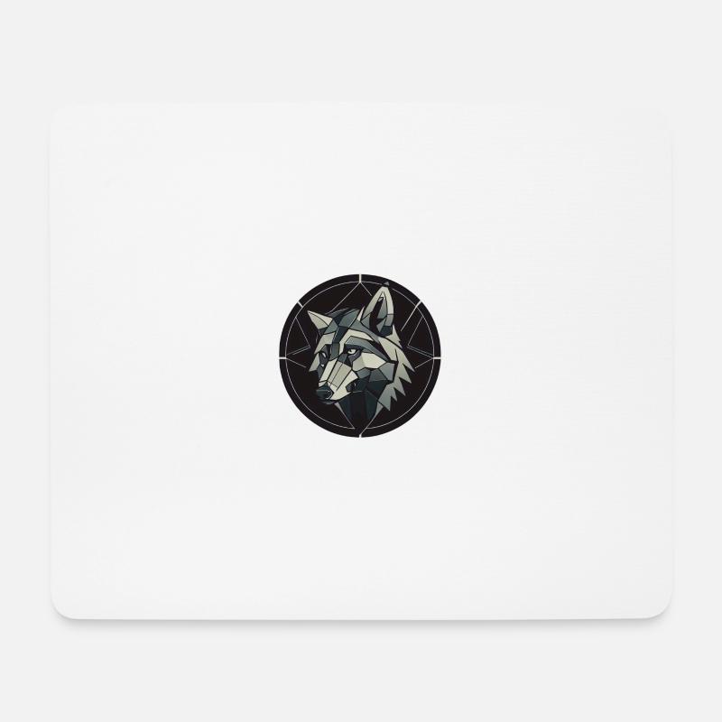 Geometrischer Wolf - Mousepad (Querformat) - Weiß