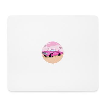 Pinker Sportwagen in der Wüste - Mousepad (Querformat) - Weiß - Vorne
