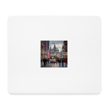 Street with tram - Mouse Pad (horizontal) - white - Front