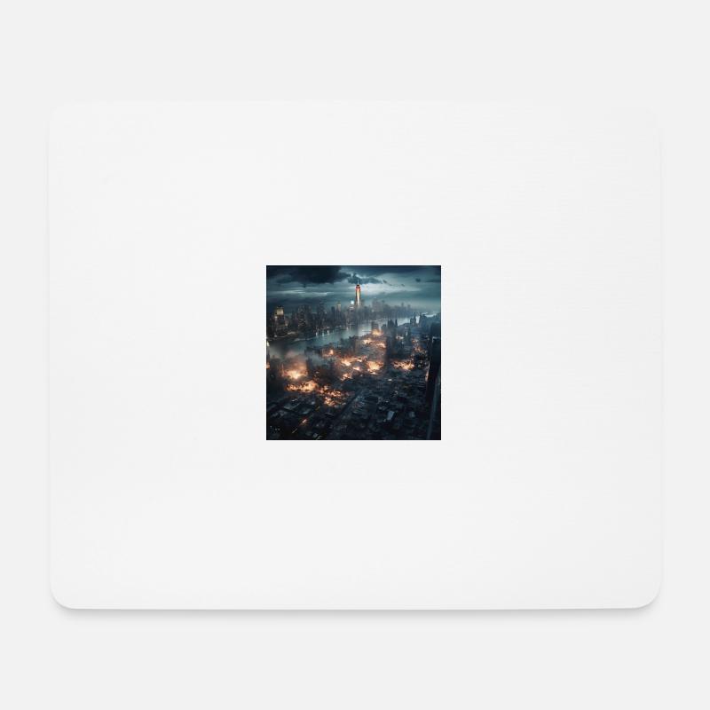 New York City in Flammen - Mousepad (Querformat) - Weiß