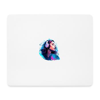 Frau mit Kopfhörern genießt die Musik - Mousepad (Querformat) - Weiß - Vorne