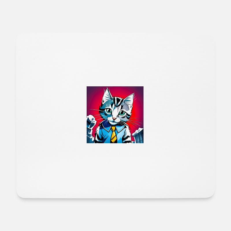 Niedliche formell gekleidete Katze - Mousepad (Querformat) - Weiß