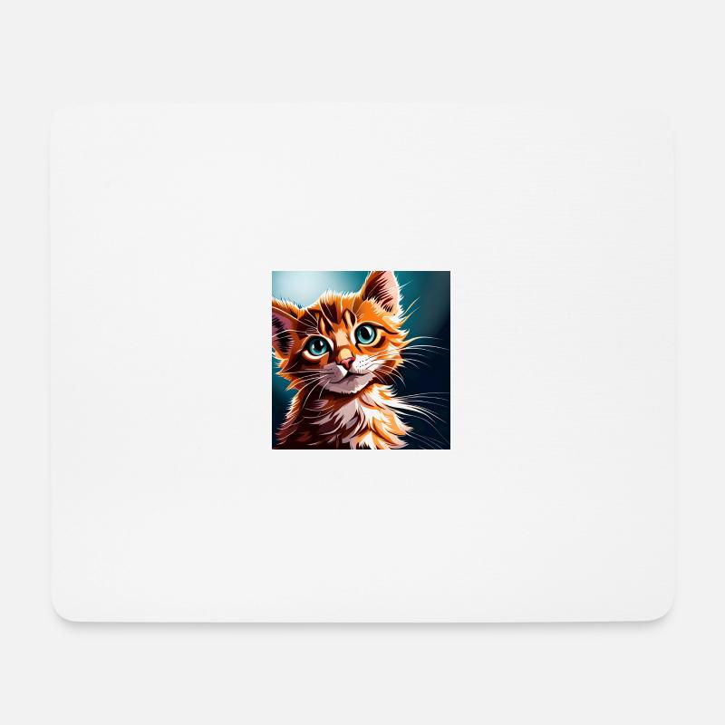 Niedliche entzückende pelzige Katze - Mousepad (Querformat) - Weiß