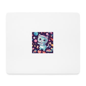 Katze im Weltall Vol.7 - Mousepad (Querformat) - Weiß - Vorne