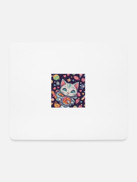 Katze im Weltall Vol.1 - Mousepad (Querformat) - Weiß