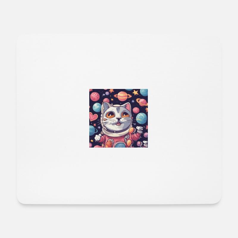 Katze im Weltall Vol.3 - Mousepad (Querformat) - Weiß