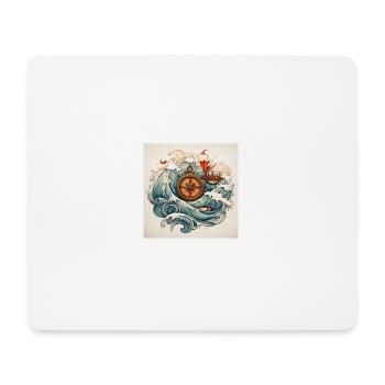 travel love symbol withe Kompass see waves - Mousepad (Querformat) - Weiß - Vorne