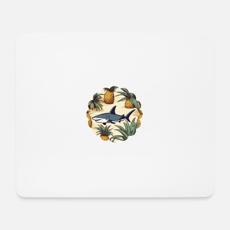 Hai im Ananasteich - Mousepad (Querformat) - Weiß