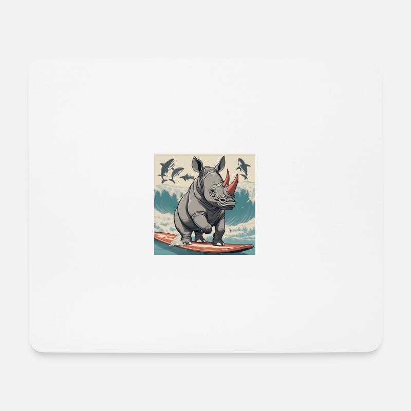 Rhino on a board - Mousepad (Querformat) - Weiß