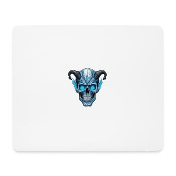 Crâne cornu avec feu bleu - Tapis de souris (format paysage) - blanc - Devant