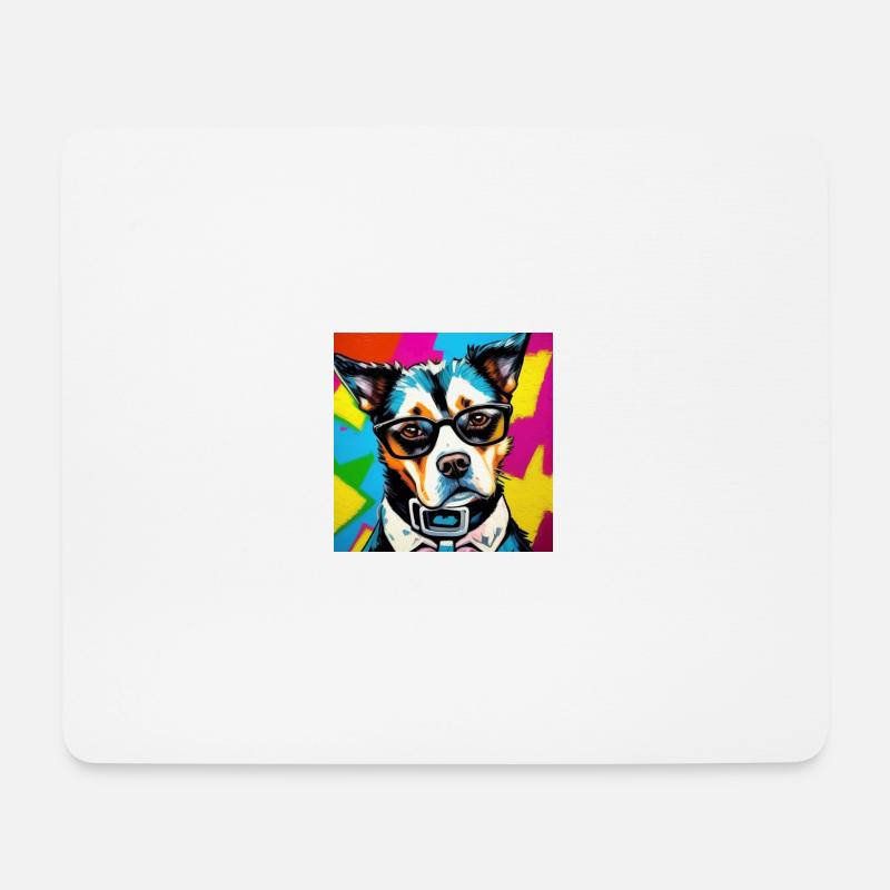 Hipster Hund - Mousepad (Querformat) - Weiß