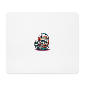 Waschbär-Kassetten-Kopfhörer - Mousepad (Querformat) - Weiß - Vorne