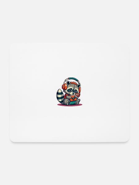 Raccoon Cassette Headphones - Mouse Pad (horizontal) - white